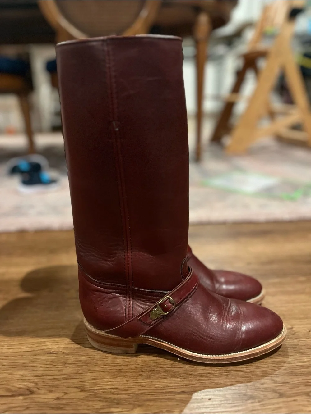 Frye Tall Leather Riding Boots in Burgundy 6.5